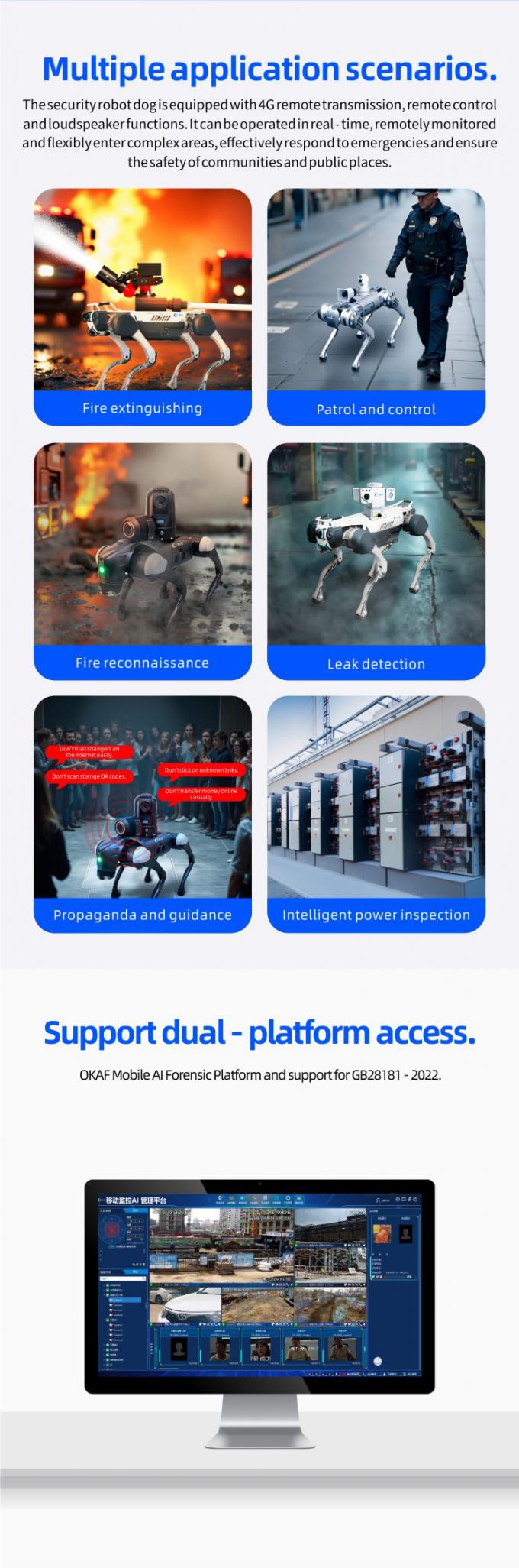 OKAF AI-bewaking Autonoom beveiligingspatrouillerobot Industrieel bewakingsrobot Hond Slimme beveiligingsrobot 7