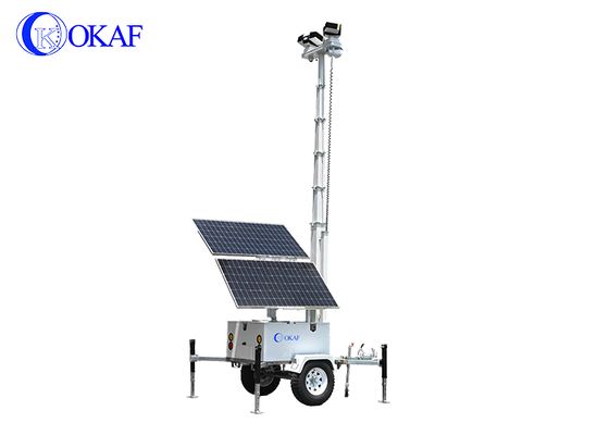 Off-Grid mobiel bewakingssysteem op zonne-energie 12m telescopische mast Solar CCTV-beveiligingstrailer voor bouwplaats