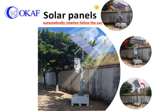 OkTower Zelfaangedreven CCTV-bewakingstoren op zonne-energie met 4m handslinger Telescopische mastondersteuning 4G Starlink externe video