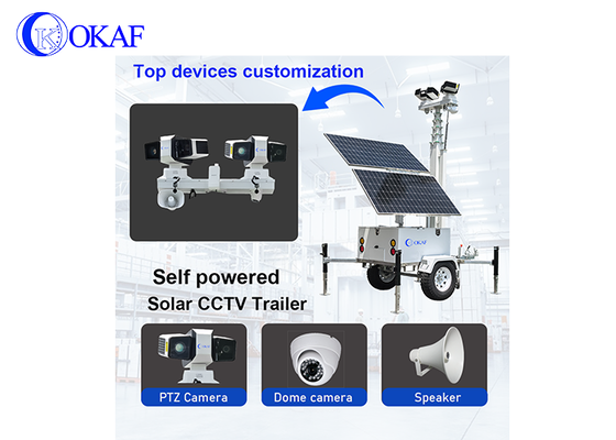 Off-Grid mobiel bewakingssysteem op zonne-energie 12m telescopische mast Solar CCTV-beveiligingstrailer voor bouwplaats