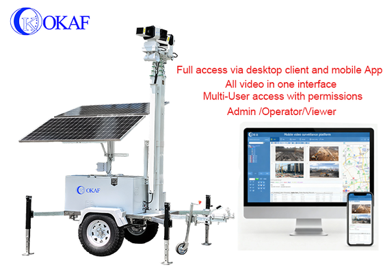 Off-Grid mobiel bewakingssysteem op zonne-energie 12m telescopische mast Solar CCTV-beveiligingstrailer voor bouwplaats
