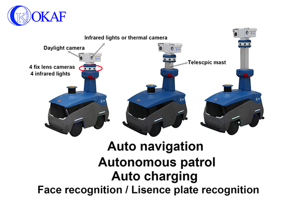 Veiligheidspatrouille Automatische oplaadbare intelligente robot voor grote fabrieken Schoolpoortwachter