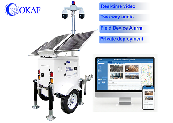 Off-grid monitoring 24/7 beveiliging zonnestelsel 3x200W CCTV-toren 4G simkaartcamera 6m telescopische masttrailer